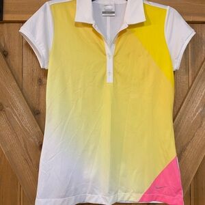 Nike Women's Yellow and Pink Button Down Shirt